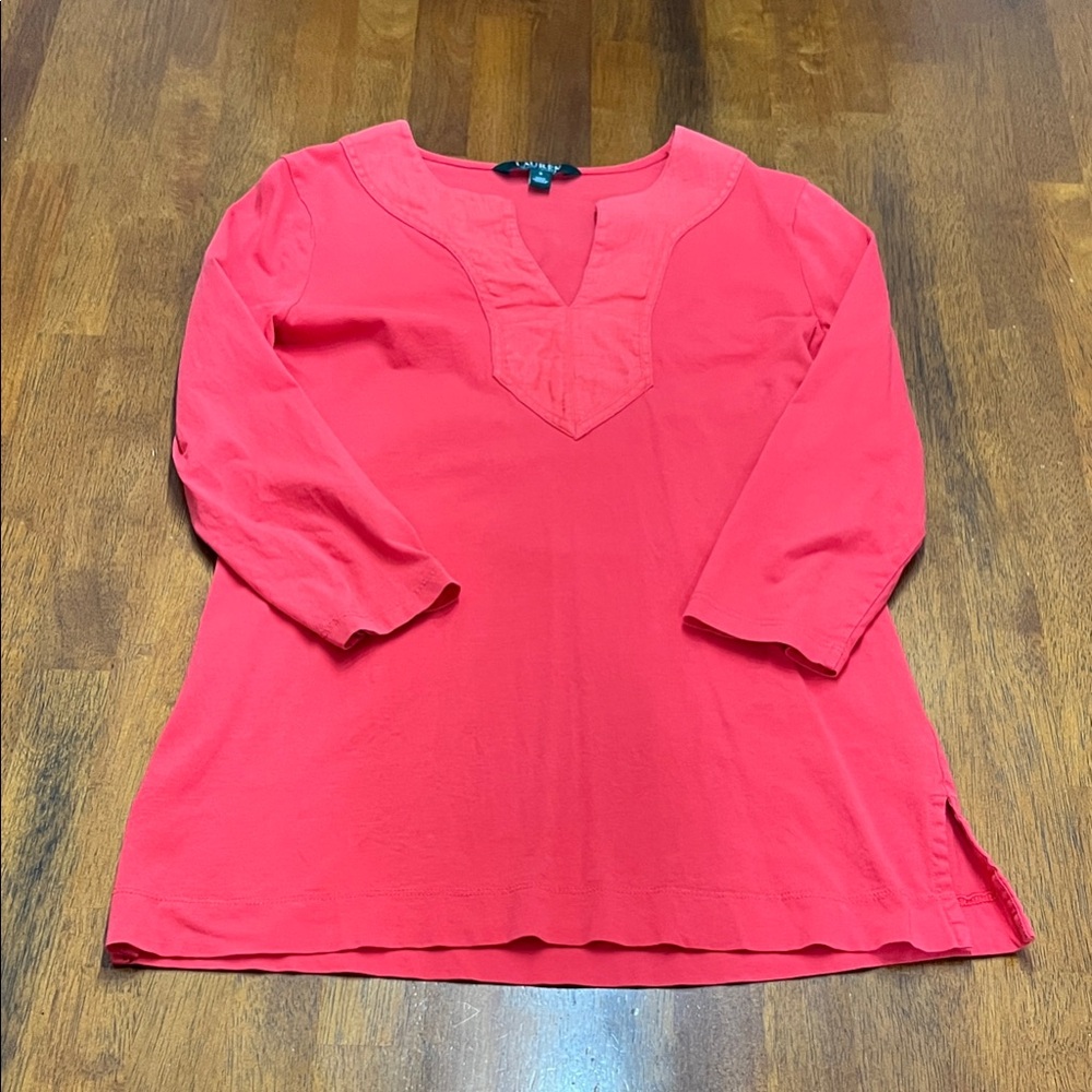 Ralph Lauren Vibrant Coral/Red V-Neck Tunic